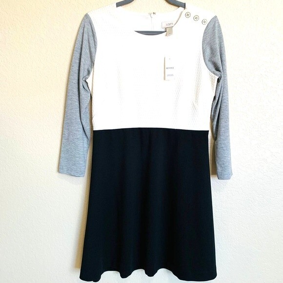Ann Taylor Loft petite dress for women Color Block A-line Dress size 8P academia - Picture 9 of 12